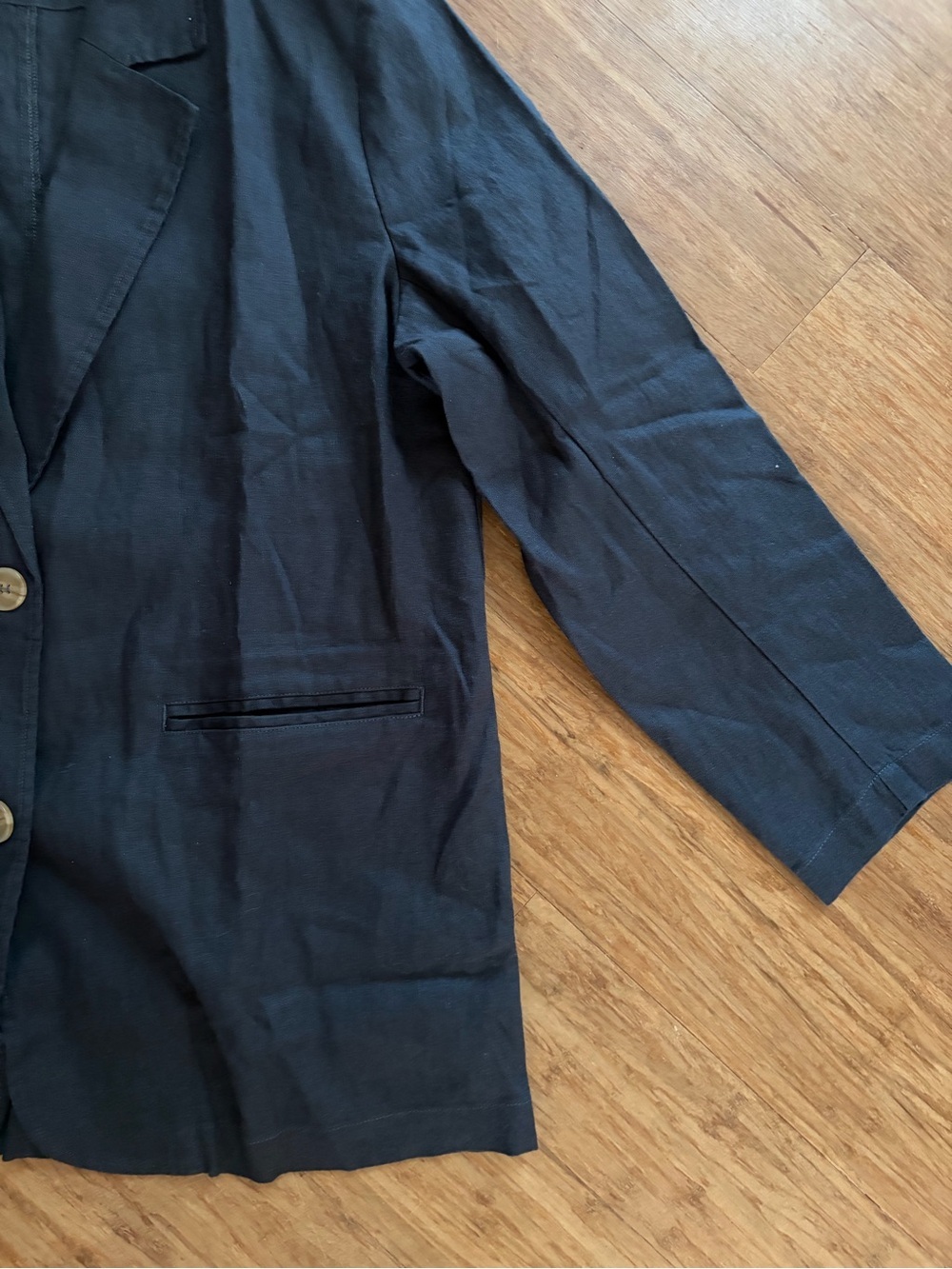 NWOT Mazhu 100% Linen Navy Blue Casual Blazer Jacket Women's Size Large - Picture 5 of 8